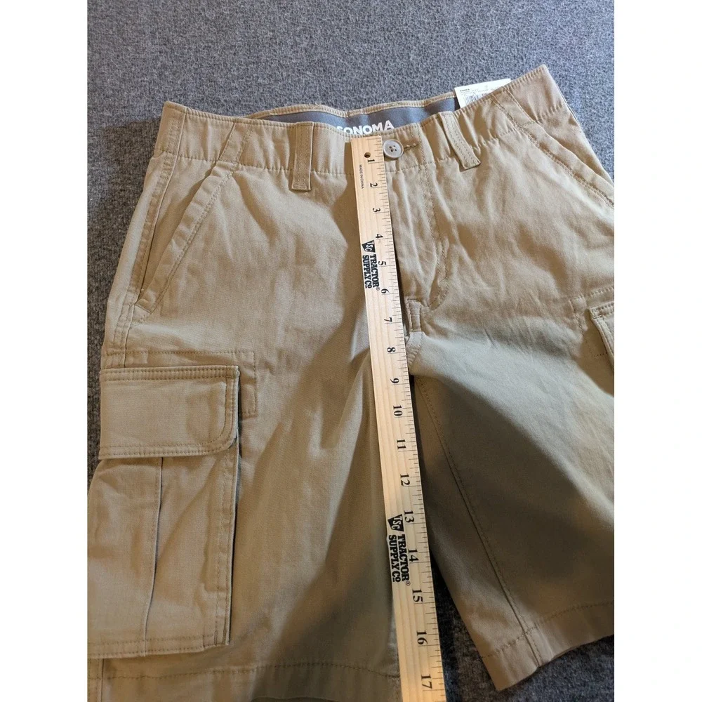 Sonoma Cargo Shorts Mens Tan Khaki  Size 29 Flexwear Flat Front NEW